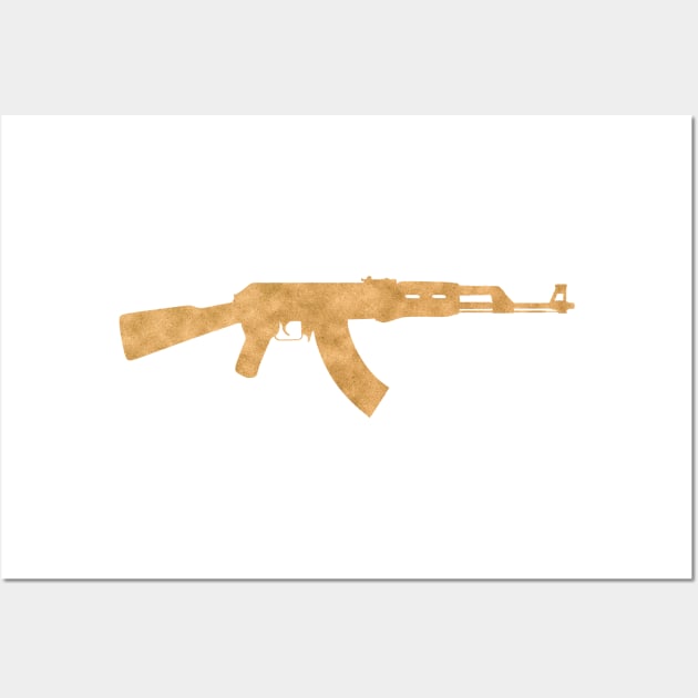 Gold AK47 Rifle Wall Art by nolabel